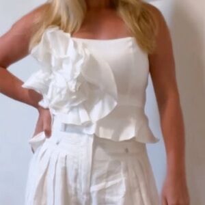 White Floral Crop Top